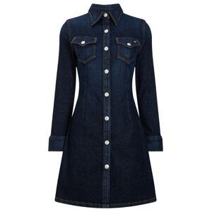 Alexa Chung for AG Flared Pixie Denim Mini Dress Blue Size Medium
